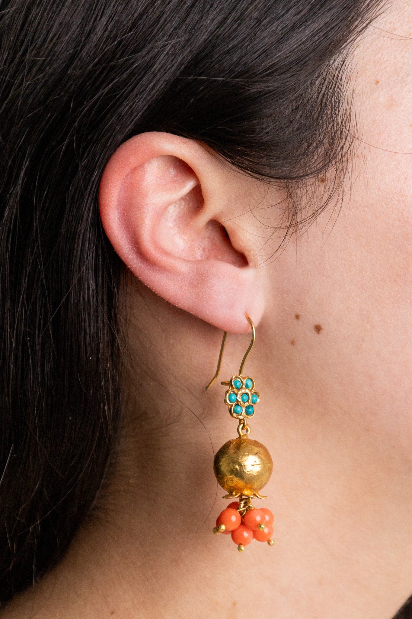 Brincos Coral/Turquesa 303